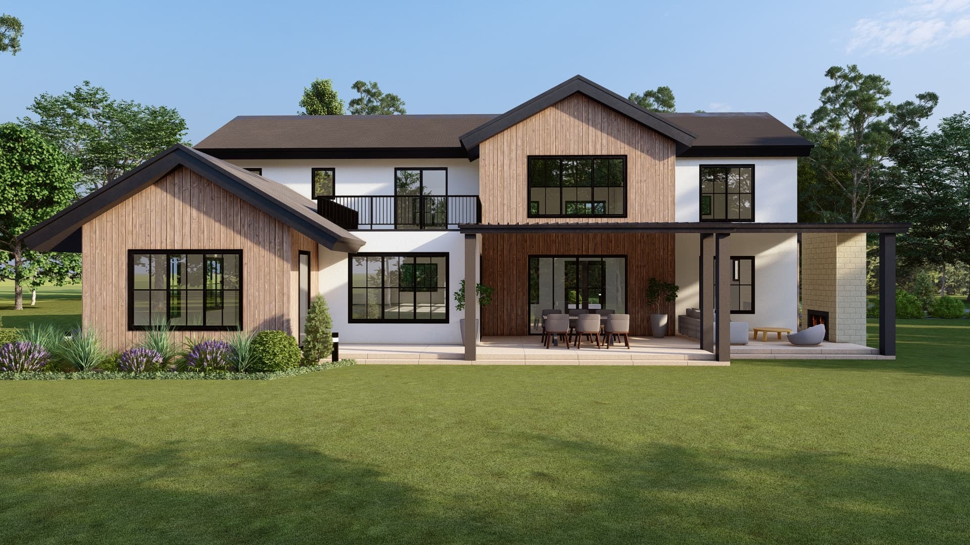 Rear elevation rendering — 608 E Lake Dr