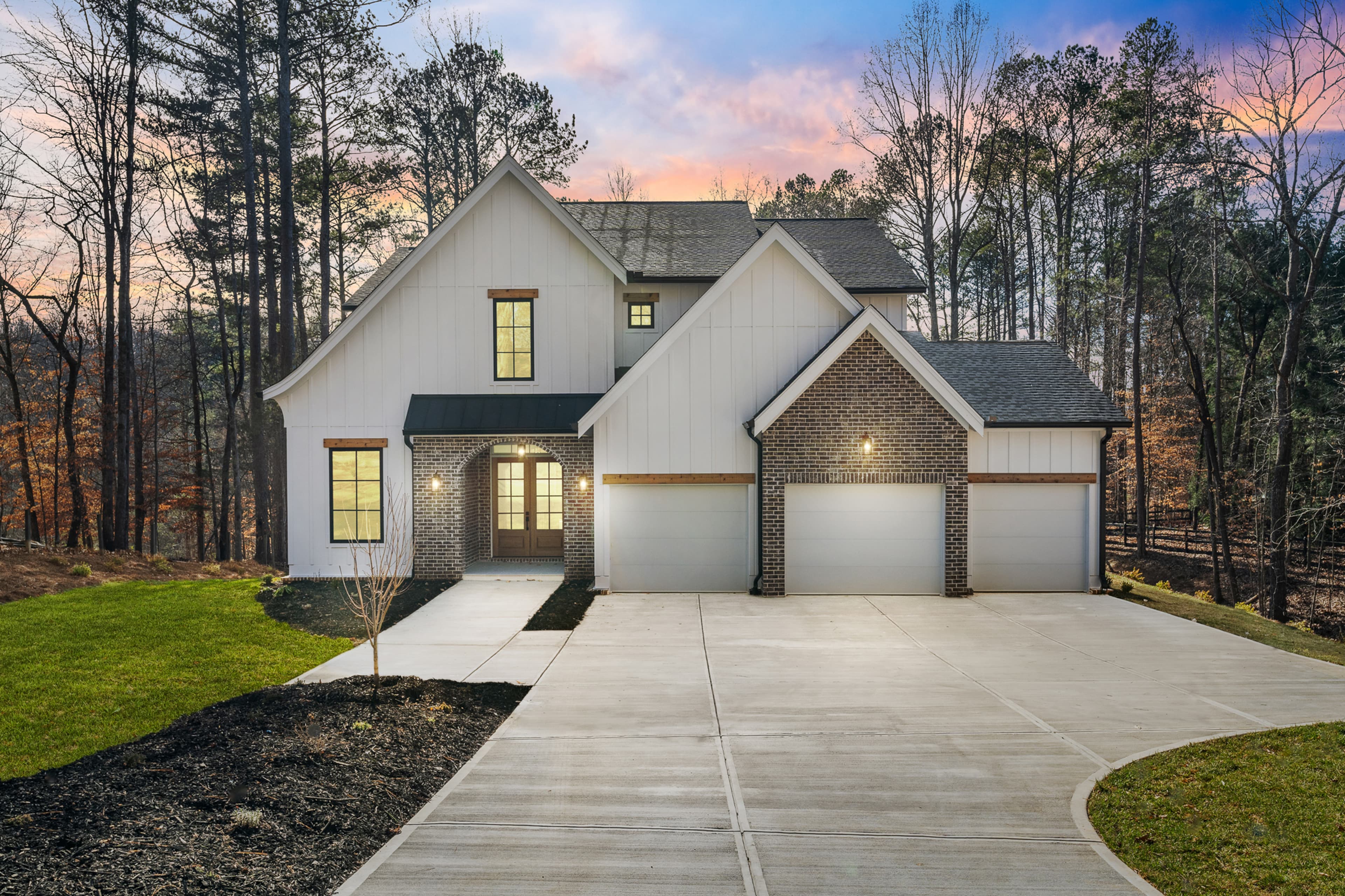 Grassview Drive exterior at twilight